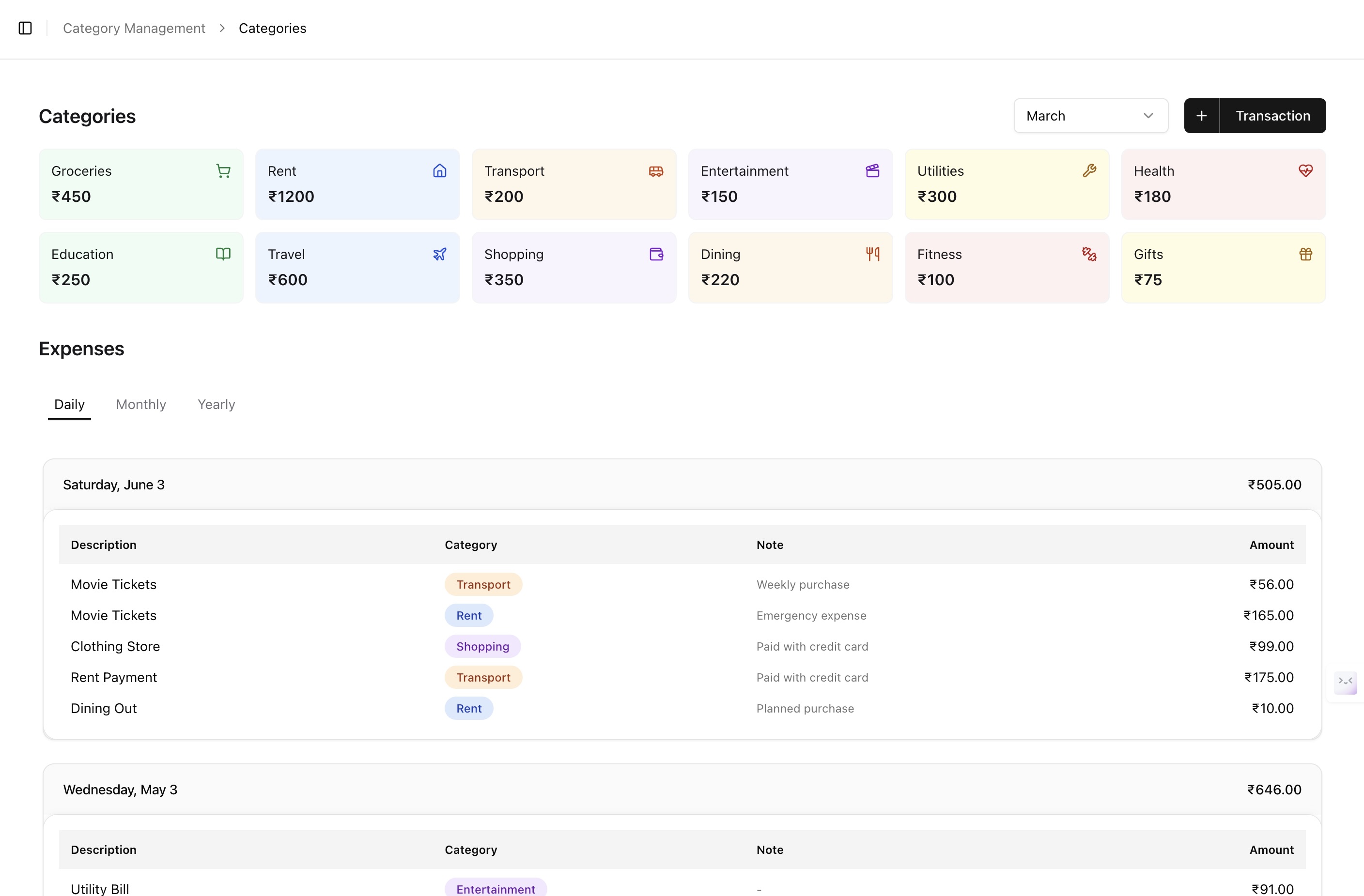 MoneiTrac Finance Dashboard